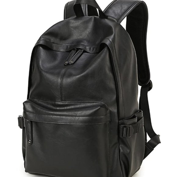 Leather Notebook Backpack Black